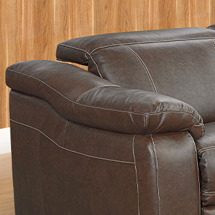 Braço de Sofá de couro retrátil e reclinável marrom