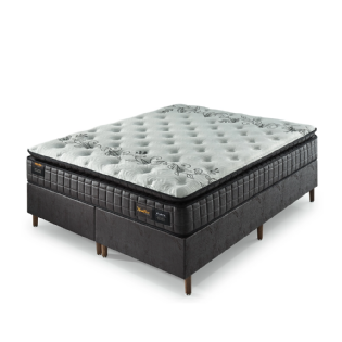 Conjunto Box Atlanta Preto Espuma Densidade D33HR + Molas