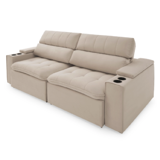 Sofá Retrátil e Reclinável com Braços Porta Copos Icea Bristol